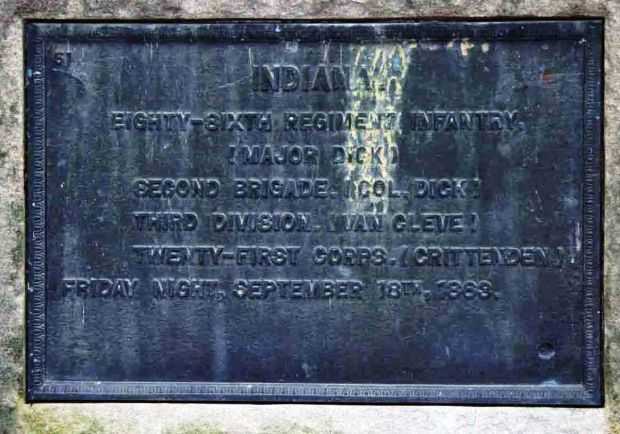 INDIANA EIGHTY-SIXTH REGIMENT INFANTRY WAR MEMORIAL PLAQUE