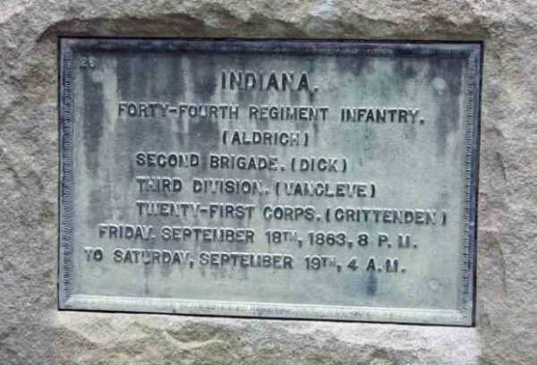 INDIANA FORTY-FOURTH REGIMENT INFANTRY WAR MEMORIAL PLAQUE