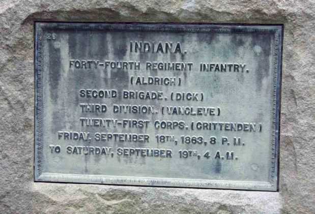 INDIANA FORTY-FOURTH REGIMENT INFANTRY WAR MEMORIAL PLAQUE