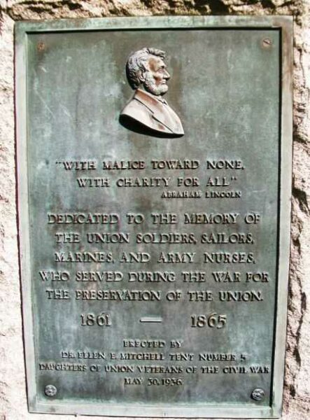 “WITH MALICE TOWARD NONE” CIVIL WAR MEMORIAL PLAQUE