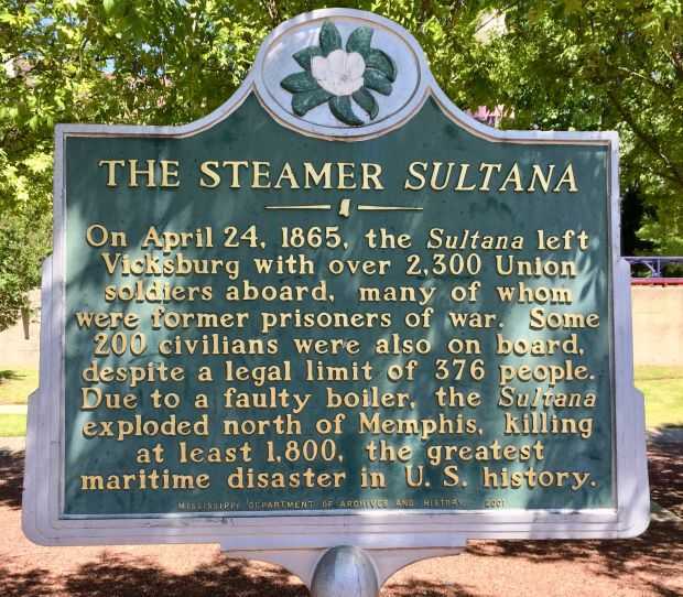 THE STEAMER SULTANA WAR MEMORIAL MARKER