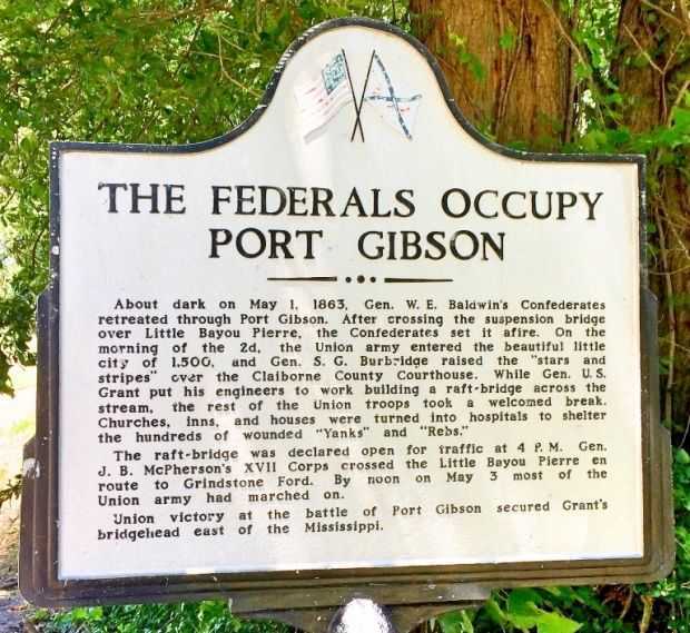 THE FEDERALS OCCUPY PORT GIBSON WAR MEMORIAL MARKER