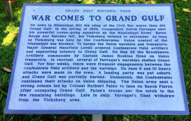 WAR COMES TO GRAND GULF MEMORIAL PLAQUE
