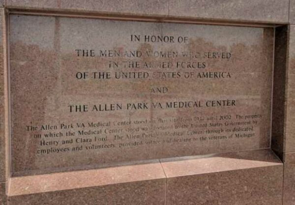 THE ALLEN PARK VA MEDICAL CENTER MEMORIAL DEDICATION STONE
