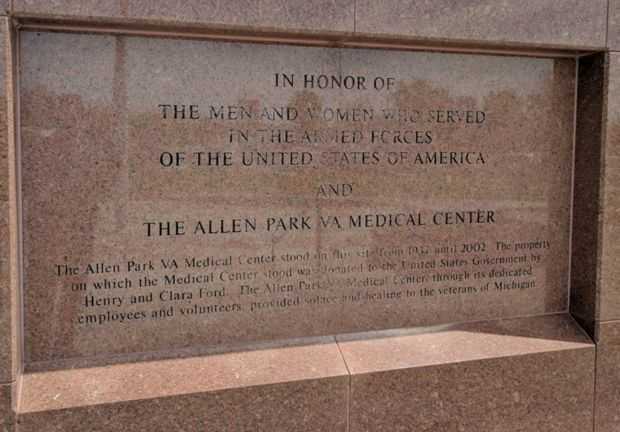 THE ALLEN PARK VA MEDICAL CENTER MEMORIAL DEDICATION STONE