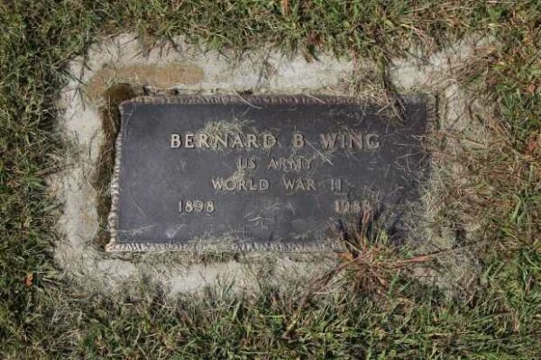 BERNARD B WING MEMORIAL CEMETERY STONE