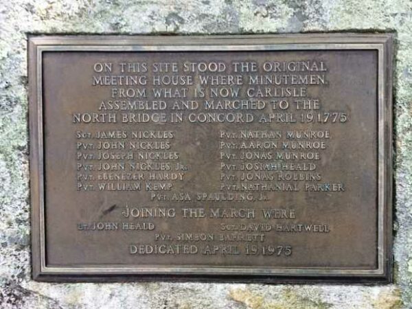 MINUTEMEN ASSEMBLY SITE REVOLUTIONARY WAR MEMORIAL PLAQUE