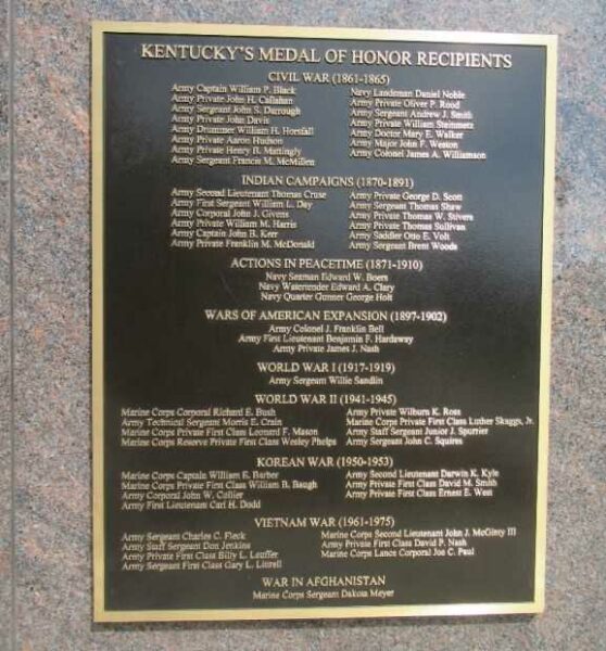 KENTUCKY MEDAL OF HONOR MEMORIAL PLAQUE B