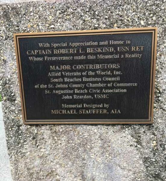 ST. AUGUSTINE BEACH VETERANS MEMORIAL PLAQUE B