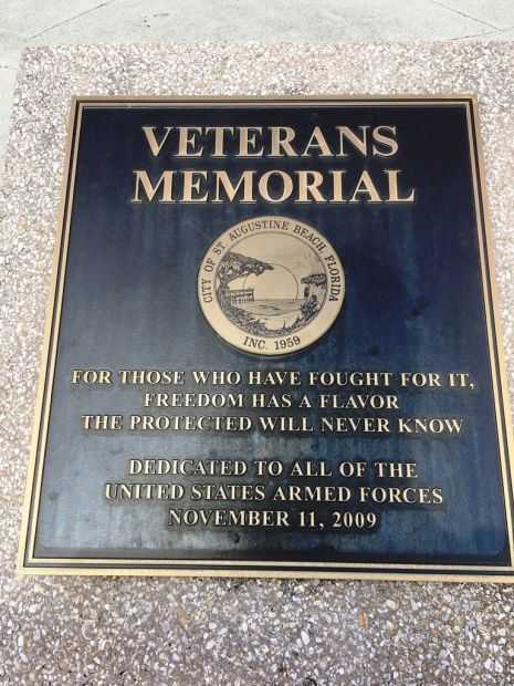 ST. AUGUSTINE BEACH VETERANS MEMORIAL PLAQUE A
