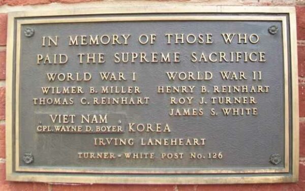 SHEPHERDSTOWN WAR MEMORIAL BUILDING PLAQUE