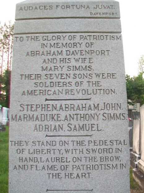 DAVENPORT FAMILY REVOLUTIONARY WAR MEMORIAL SIDE A