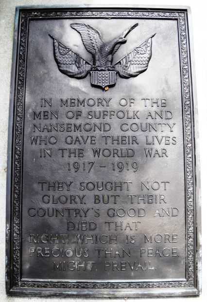 SUFFOLK AND NANSEMOND COUNTY WORLD WAR MEMORIAL PLAQUE A