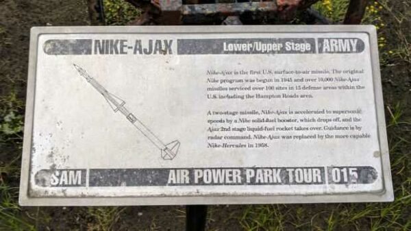 NIKE-AJAX ARMY SAM MEMORIAL MISSILE PLAQUE