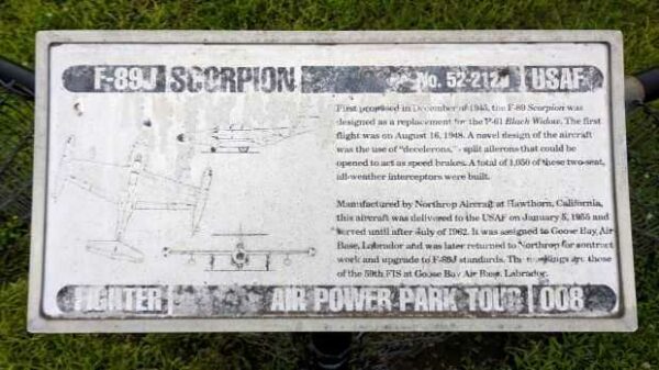 F-89J SCORPION USAF FIGHTER MEMORIAL AIRCRAFT PLAQUE
