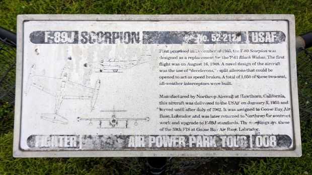 F-89J SCORPION USAF FIGHTER MEMORIAL AIRCRAFT PLAQUE