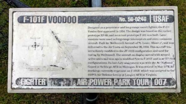 F-101F VOODO USAF FIGHTER MEMORIAL AIRCRAFT PLAQUE