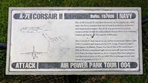 A-7E CORSAIR II NAVY ATTACK MEMORIAL AIRCRAFT PLAQUE