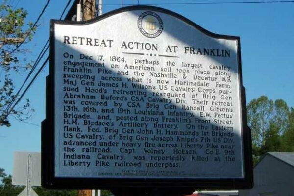 RETREAT ACTION AT FRANKLIN WAR MEMORIAL MARKER