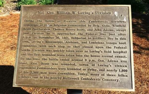 MAJ. GEN. WILLIAM W. LORINGS DIVISIKON MEMORIAL PLAQUE
