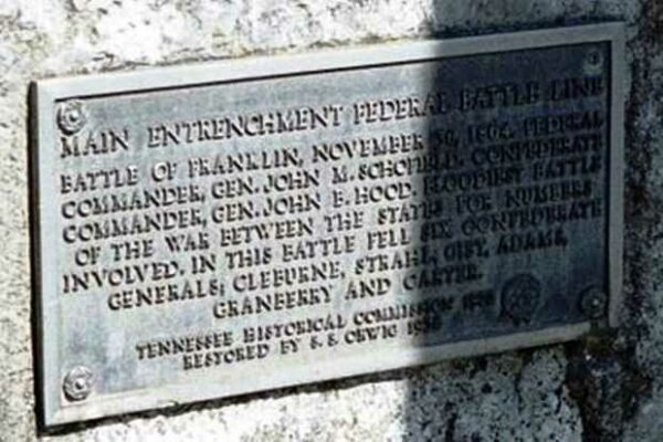 MAIN ENTRENCHMENT FEDERAL BATTLE LINE MEMORIAL PLAQUE