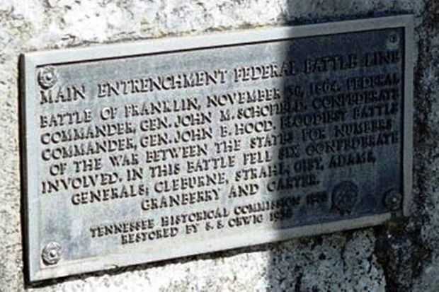 MAIN ENTRENCHMENT FEDERAL BATTLE LINE MEMORIAL PLAQUE