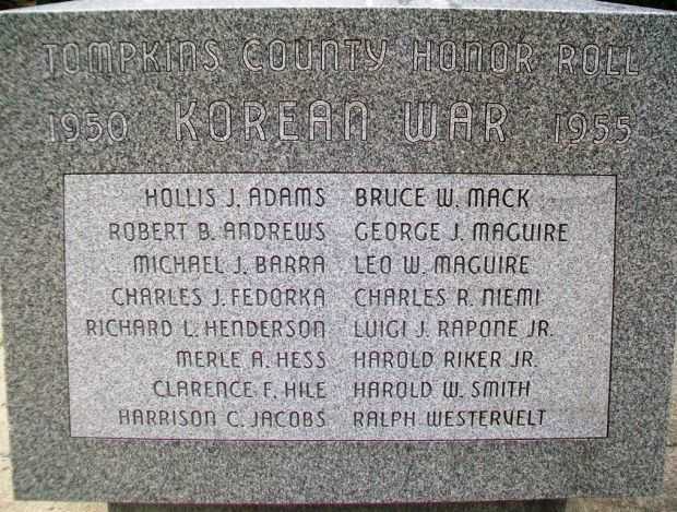 TOMPKINS COUNTY KOREAN WAR HONOR ROLL MEMORIAL