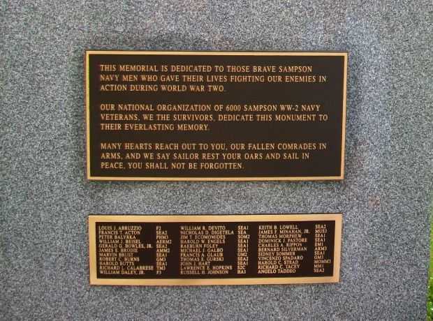 SAMPSON NAVY MEN HONOR ROLL MEMORIAL DEDICATION PLAQUE