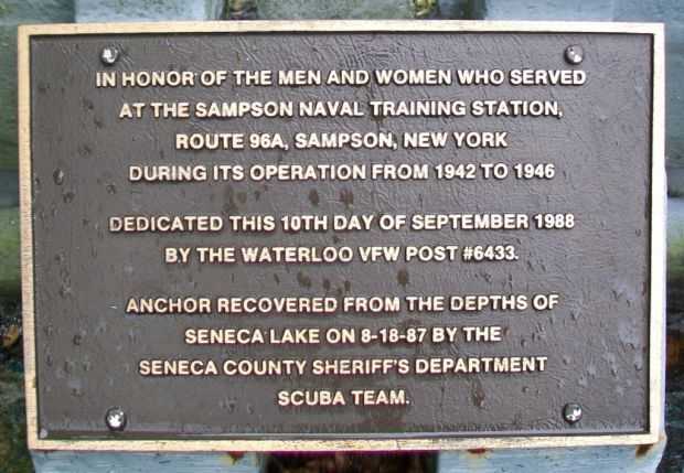 SAMPSON NAVAL TRAINING STATION VETERANS MEMORIAL ANCHOR PLAQUE