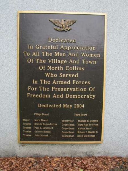 VILLAGE AND TOWN OF NORTH COLLINS VETERANS