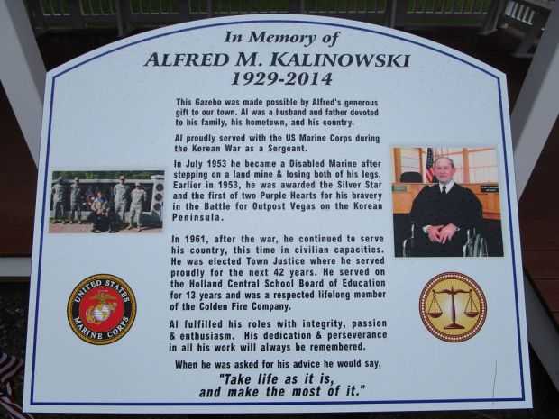 ALFRED M. KALINOWSKI MEMORIAL GAZEBO PLAQUE