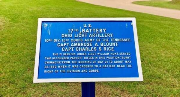 U.S. 17TH BATTERY. OHIO LIGHT ARTILLERY WAR MEMORIAL PLAQUE