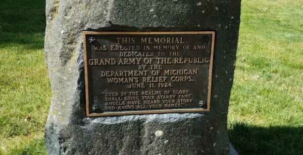 DEPARTMENT OF MICHIGAN GRAND ARMY OF THE REPUBLIC MEMORIAL PLAQUE