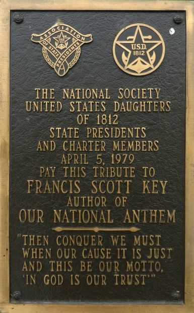 DAUGHTERS OF 1812 FRANCIS SCOTT KEY MEMORIAL PLAQUE