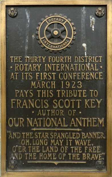 ROTARY INTERNATIONAL FRANCIS SCOTT KEY MEMORIAL PLAQUE