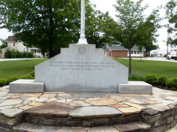PARKVILLE WAR VETERANS MEMORIAL FLAGPOLE BASE BACK
