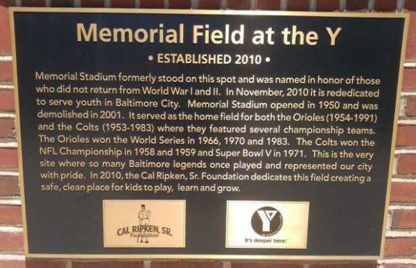 MEMORIAL FIELD AT THE Y PLAQUE