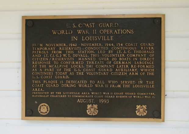 U.S. COAST GUARD WORLD WAR II OPERATIONS IN LOUISVILLE MEMORIAL PLAQUE