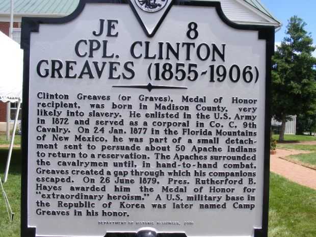 CPL. CLINTON GREAVES (1855-1906) MEDAL OF HONOR MEMORIAL MARKER