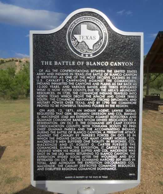 THE BATTLE OF BLANCO CANYON MEMORIAL MARKER