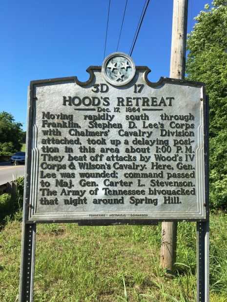 HOOD’S RETREAT WAR MEMORIAL MARKER