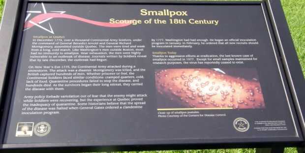 SMALLPOX REVOLUTIONARY WAR MEMORIAL PANEL B