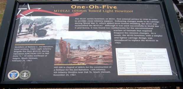 ONE-OH-FIVE WAR MEMORIAL PLAQUE