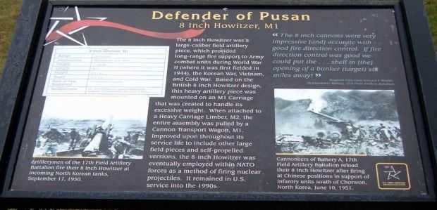 DEFENDER OF PUSAN 8 INCH HOWITZER MEMORIAL PLAQUE
