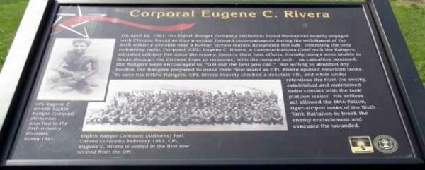 CORPORAL EUGENE C. RIVERA WAR MEMORIAL PLAQUE