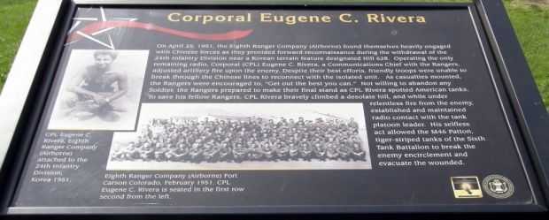 CORPORAL EUGENE C. RIVERA WAR MEMORIAL PLAQUE
