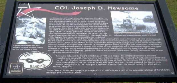 COL. JOSEPH D. NEWSOME WAR MEMORIAL PLAQUE
