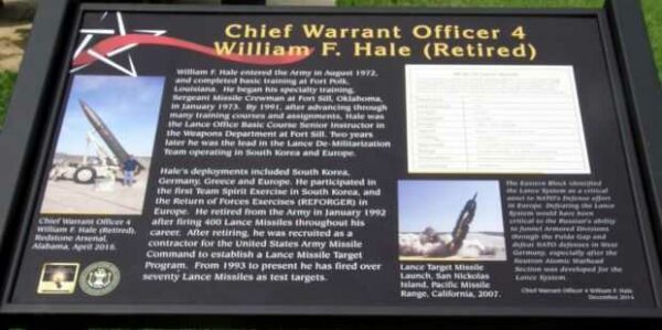 CHIEF WARRANT OFFICER 4 WILLIAM F. HALE MEMORIAL PLAQUE