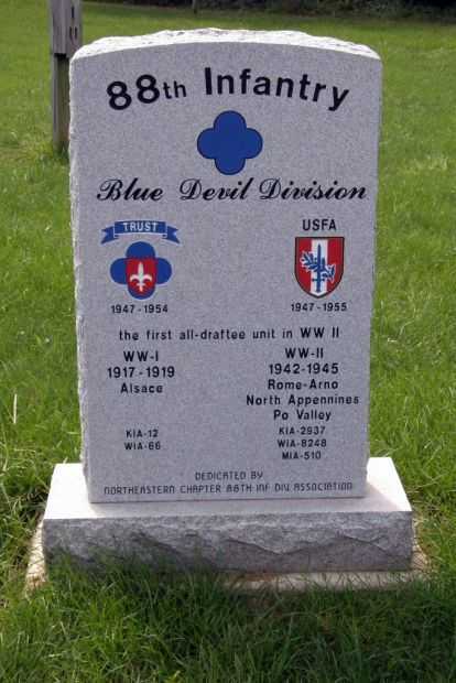 88TH INFANTRY BLUE DEVIL DIVISION WAR MEMORIAL FRONT