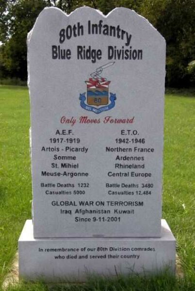 80TH INFANTRY BLUE RIDGE DIVISION WAR MEMORIAL